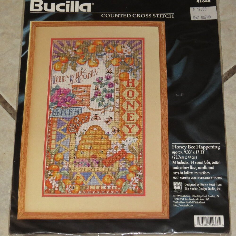 Counted Cross Stitch by Bucilla Honey Bee Happening